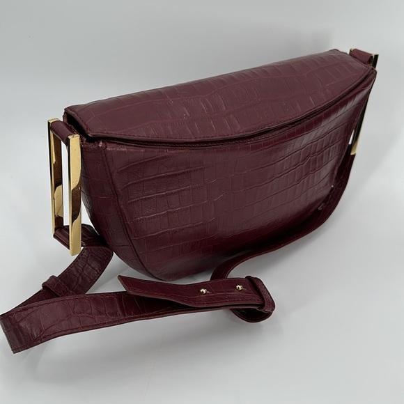 DeMellier Burgundy croc effect Bergen Bag crossbody - Picture 4 of 12